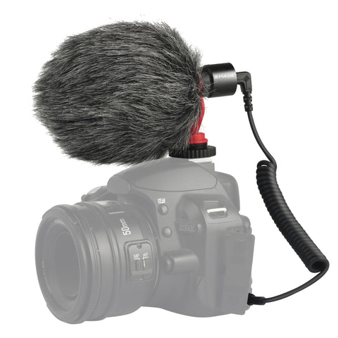 PULUZ Microfono professionale per interviste a condensatore video shotgun con cavo audio da 3,5 mm per videocamera DSLR e DV, Shotgun Microphone