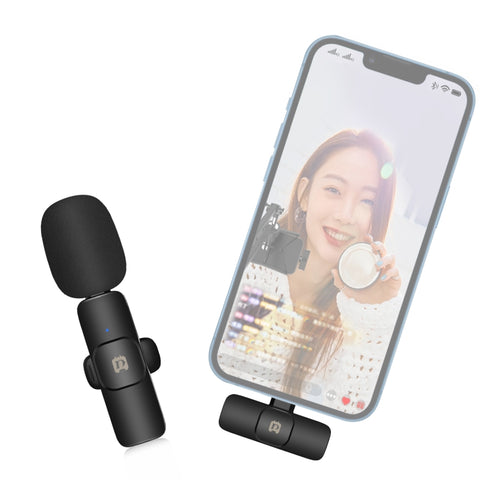 Microphone sans fil avec support de cravate sans fil PULUZ pour appareil à 8 broches, prend en charge la prise en charge du téléphone, microphone sans fil à 8 broches