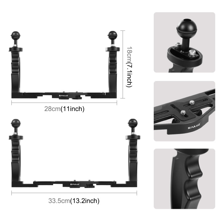 PULUZ Dual Handles Aluminium Alloy Tray Stabilizer for Underwater Camera Housings, Light Aluminium Tray Stabilizer(Red)                                 ...