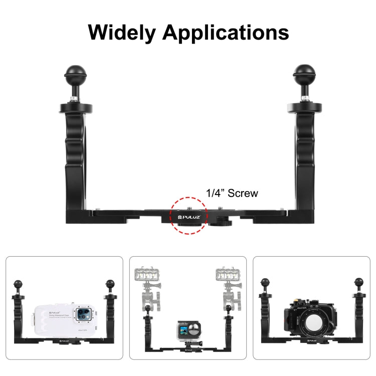 PULUZ Dual Handles Aluminium Alloy Tray Stabilizer for Underwater Camera Housings, Light Aluminium Tray Stabilizer(Red)                                 ...