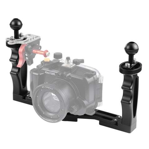 Stabilizzatore per vassoio in lega di alluminio a doppia impugnatura PULUZ per custodie per fotocamere subacquee, Light Aluminium Tray Stabilizer(Red), Light Aluminium Tray Stabilizer(Black)