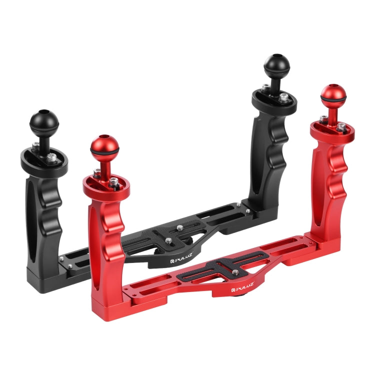 PULUZ Dual Handles Aluminium Alloy Tray Stabilizer for Underwater Camera Housings, Light Aluminium Tray Stabilizer(Red)                                 ...