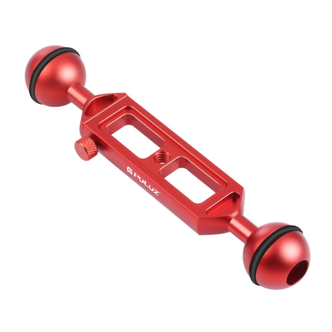 PULUZ Braccio a doppia sfera regolabile in lega di alluminio da 7,9 pollici 20 cm con filettatura 1/4, diametro sfera: 25 mm, 7.9 inch(Black), 7.9 inch(Red)