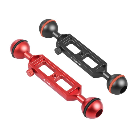 PULUZ Braccio a doppia sfera regolabile in lega di alluminio da 7,9 pollici 20 cm con filettatura 1/4, diametro sfera: 25 mm, 7.9 inch(Black), 7.9 inch(Red)
