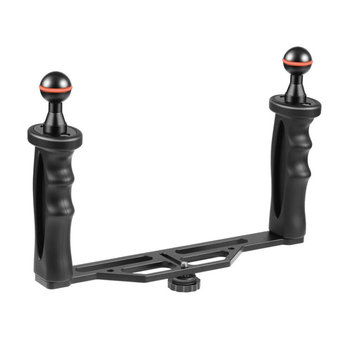 Stabilizzatore per vassoio in lega di alluminio a doppia impugnatura PULUZ per custodie per fotocamere subacquee, B Type Alloy Tray Stabilizer(Black)