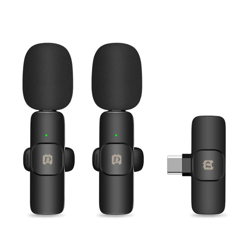 Microfoni riverbero lavalier wireless con riduzione del rumore PULUZ per telefono di tipo C, ricevitore di tipo C e microfoni doppi, Type-C Receiver and Dual Microphones