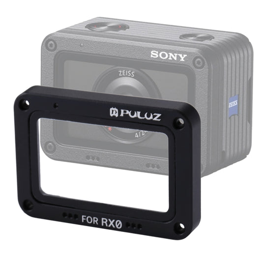 PULUZ Fiamma in Lega di Alluminio + Protezione Lente in Vetro Temperato per Sony RX0 / RX0 II, con Viti e Cacciaviti, Front Flame Black, Front Flame Red