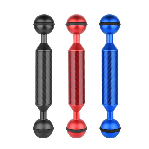 Braccio galleggiante in fibra di carbonio a doppia sfera PULUZ da 5 pollici, lunghezza 13 cm, diametro 20,8 mm, diametro sfera: 25 mm, 5 inch Black, 5 inch Blue, 5 inch Red