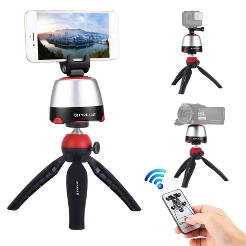 PULUZ Testa panoramica elettronica con rotazione di 360 gradi + Supporto per treppiede + Morsetto GoPro + Morsetto per telefono con telecomando per smartphone, GoPro, fotocamere DSLR, Head Tripod, Pano Head Tripod, Head Tripod(US)