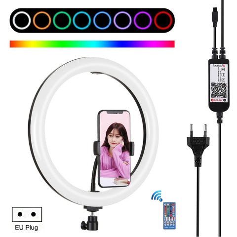 PULUZ 11,8 pollici 30 cm RGB dimmerabile Anello LED Vlogging Selfie Fotografia Luci video con testa a sfera per treppiede con slitta fredda e morsetto per telefono (rosa), 12 inch RGB UK, 12 inch RGB US, 12 inch RGB AU, 12 inch RGB EU, 12 inch RGB(EU)