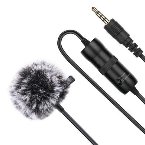 Microphone vidéo pour enregistrement vidéo à condensateur omnidirectionnel Jack Lavalier de 3,5 mm PULUZ, longueur: 6 m, Microphone Lavalier