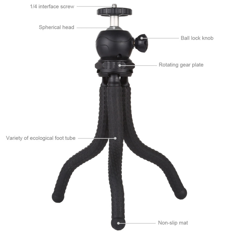 PULUZ Mini Octopus Flexible Tripod Holder with Ball Head for DJI, Insta360, GoPro and Other Action Cameras, SLR Cameras, Cellphone, Size: 25cmx4.5cm    ...