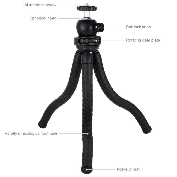 PULUZ Mini Octopus Flexible Tripod Holder with Ball Head for SLR Cameras, DJI, Insta360, GoPro and Other Action Cameras, Cellphone, Size:30cmx5cm       ...