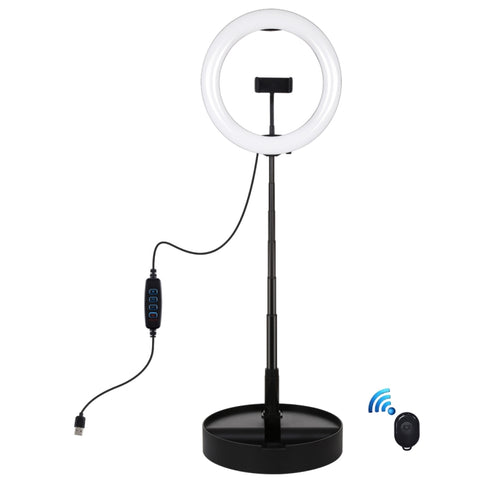 PULUZ 10.2 pouces 26 cm USB 3 modes réglables double température couleur LED anneau incurvé vlogging selfie photo lumière vidéo avec télécommande Bluetooth et support de table et support de téléphone