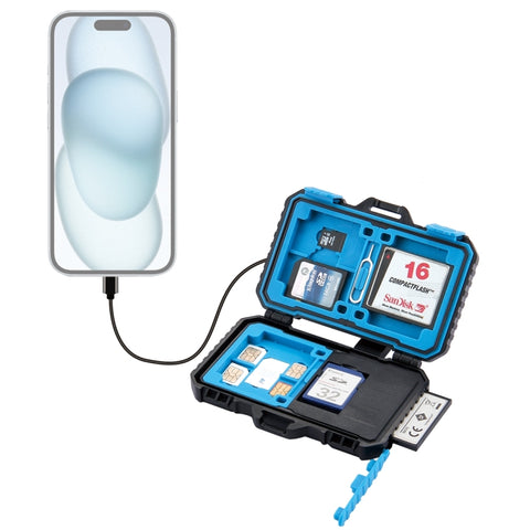 Lettore di schede PULUZ + Custodia per scheda di memoria 22 in 1 per 1 SIM standard + 2 Micro-SIM + 2 Nano-SIM + 3CF + 7SD + 6TF + 1 PIN CARD, 22 in 1 + Card Reader(US), 22 in 1 + Card Reader(AE), 22 in 1 + Card Reader