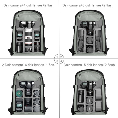PULUZ Zaino per fotocamera con stabilizzatore PTZ portatile impermeabile antigraffio a doppia spalla con copertura antipioggia per fotocamera digitale, DJI Ronin-SC / Ronin-S, Camera Bag(Black RU), Camera Bag(Black)
