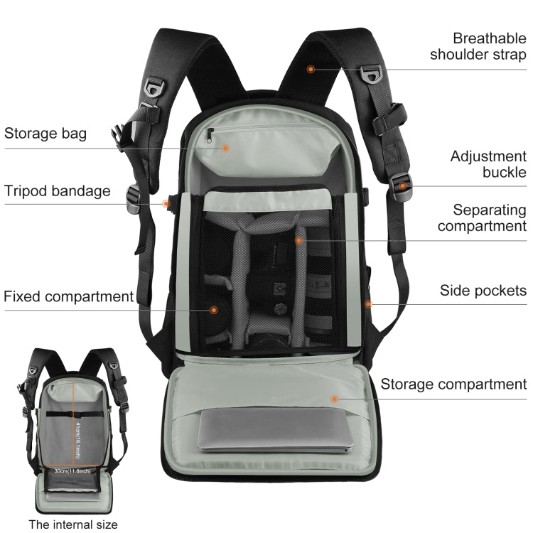 PULUZ Outdoor Portable Waterproof Scratch-proof Dual Shoulders Backpack Handheld PTZ Stabilizer Camera Bag with Rain Cover for Digital Camera, DJI Ronin...