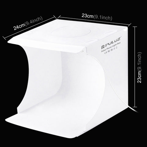 PULUZ Kit tenda da studio pieghevole portatile da 550LM per illuminazione fotografica da 20 cm, con fondali a 6 colori (nero, bianco, arancione, rosso, verde, blu), dimensioni da aperto: 24 cm x 23 cm x 23 cm, 20cm Box, 20cm Box(US)