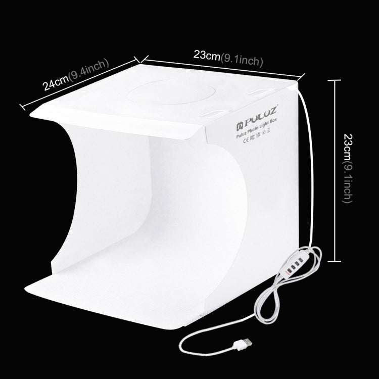 PULUZ Anello LED da 23 cm Pannello LED pieghevole Luce portatile Illuminazione fotografica Kit tenda da studio con fondali a 6 colori (nero, bianco, gia...