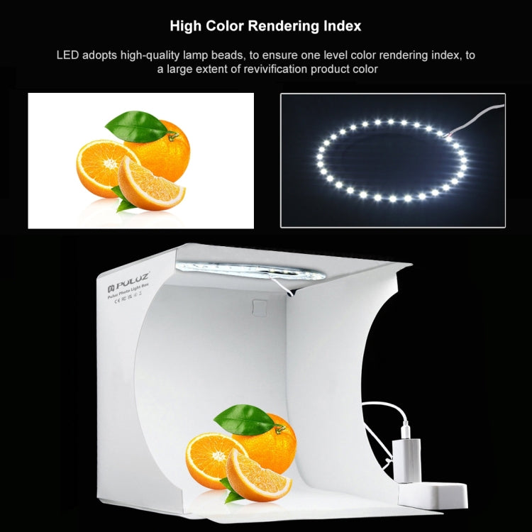 PULUZ Anello LED da 23 cm Pannello LED pieghevole Luce portatile Illuminazione fotografica Kit tenda da studio con fondali a 6 colori (nero, bianco, gia...