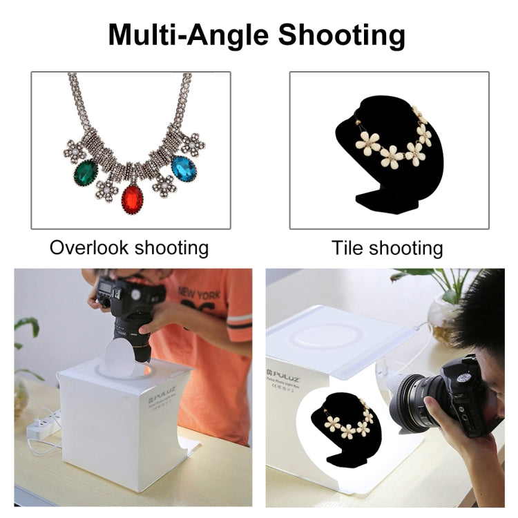 PULUZ Anello LED da 23 cm Pannello LED pieghevole Luce portatile Illuminazione fotografica Kit tenda da studio con fondali a 6 colori (nero, bianco, gia...