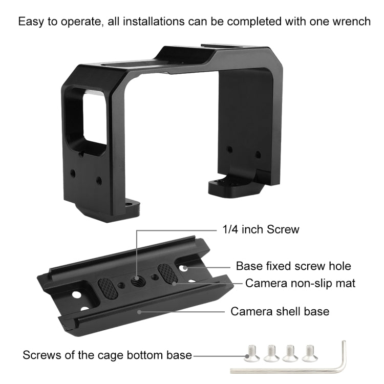 PULUZ Gabbia protettiva per montaggio su telaio in lega di alluminio con slot per base per scarpa fredda e adattatore per base per treppiede per Insta36...