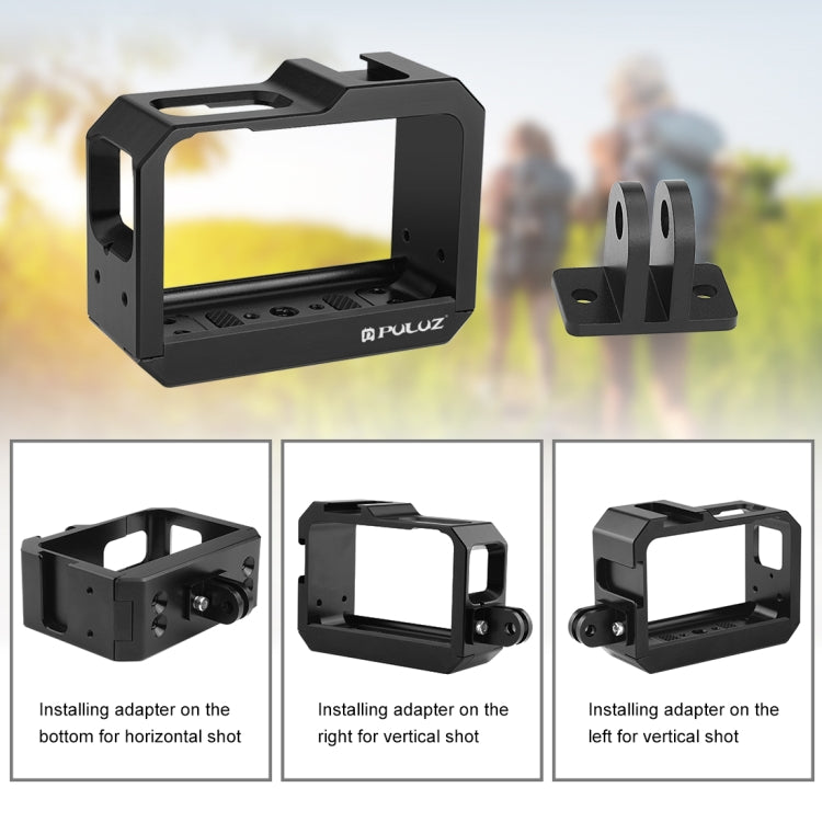 PULUZ Gabbia protettiva per montaggio su telaio in lega di alluminio con slot per base per scarpa fredda e adattatore per base per treppiede per Insta36...