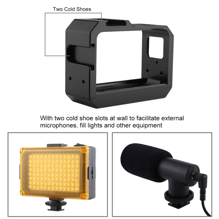 PULUZ Gabbia protettiva per montaggio su telaio in lega di alluminio con slot per base per scarpa fredda e adattatore per base per treppiede per Insta36...
