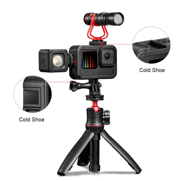 PULUZ Chargeable PA Frame Mount Cage with Cold Shoe Base Slot for GoPro HERO13 Black /12 Black /11 Black /11 Black Mini /10 Black /9 Black              ...