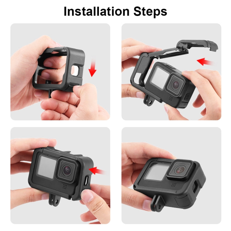 PULUZ Chargeable PA Frame Mount Cage with Cold Shoe Base Slot for GoPro HERO13 Black /12 Black /11 Black /11 Black Mini /10 Black /9 Black              ...