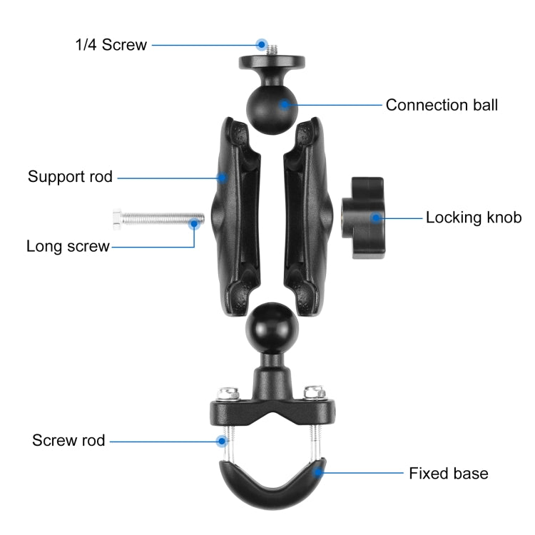 Supporto base con bullone a U per manubrio moto PULUZ per GoPro e altre action camera, Handlebar Mount