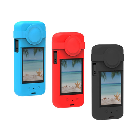 Per Insta360 X3 PULUZ Custodia protettiva in silicone con copriobiettivo, Silicone Case(Black), Silicone Case(Blue), Silicone Case(Red)