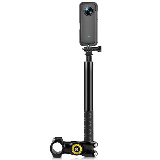 PULUZ Adattatore per staffa per fotocamera per montaggio su manubrio per bicicletta per motocicletta con supporto per monopiede, Motorcycle Monopod Stand