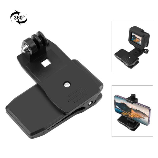 PULUZ 4 in 1 Girevole a 360 Gradi Zaino Cappello Clip QR Rec-Supporti con Kit Morsetto per Telefono