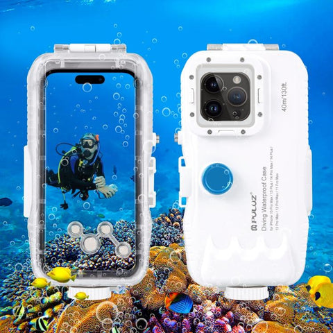 PULUZ Housse de protection imperméable pour iPhone 14 Plus / 14 Pro Max / 13 Pro Max / 12 Pro Max / 11 Pro Max, avec valve unidirectionnelle pour photo et vidéo pour iPhone 14 Plus / 14 Pro Max