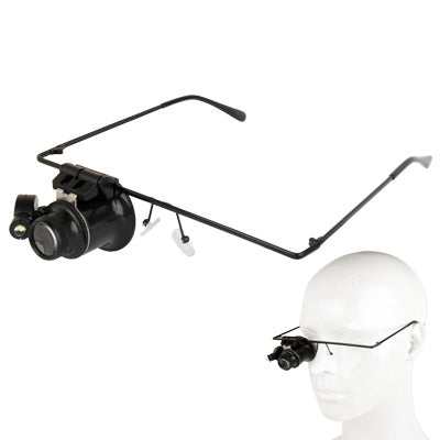 Lente d'ingrandimento per riparazione orologi tipo occhiali 20X avec luce LED, Simple