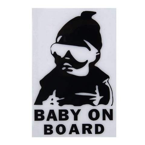 Autocollant pour voiture en vinyle avec motif Baby On Board, dimensions: 20 cm x 13 cm, Noir, Blanc