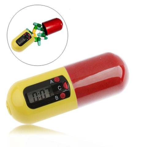 Portachiavi portatile con scatola per farmaci, promemoria per pillole, timer, Medicine Reminder
