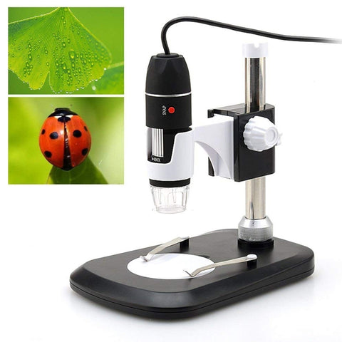 DMS-MDS800 Microscope numérique USB avec capteur d'image 40X-800X avec lentille d'information lente 40X-800X avec 8 LED et support professionnel, 40X-800X