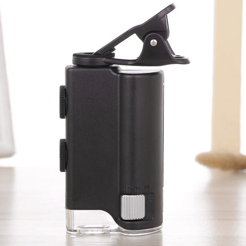 Lente d'ingrandimento per gioielli con clip per microscopio per telefono 60X-100X avec luce a LED, 60X-100X Clip