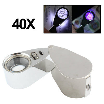 Lente d'ingrandimento 10X avec rivets internes en métal avec 3 lumières LED pour le relevé de valeur et l'identification des jeux, 10X (3 LED)