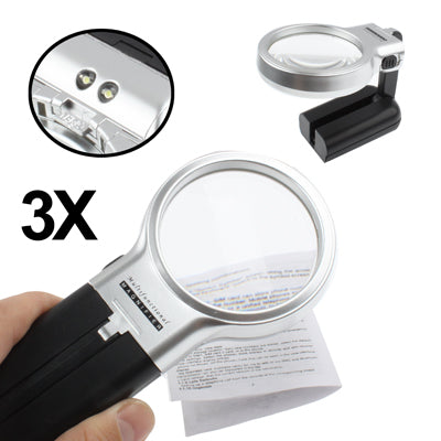 Lente d'ingrandimento multifonction portable 3X chaque main libre avec 2 lumières LED
