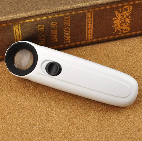 Lente d'ingrandimento style punto esclamativo portable 40X avec lumière à 2 LED, 40X