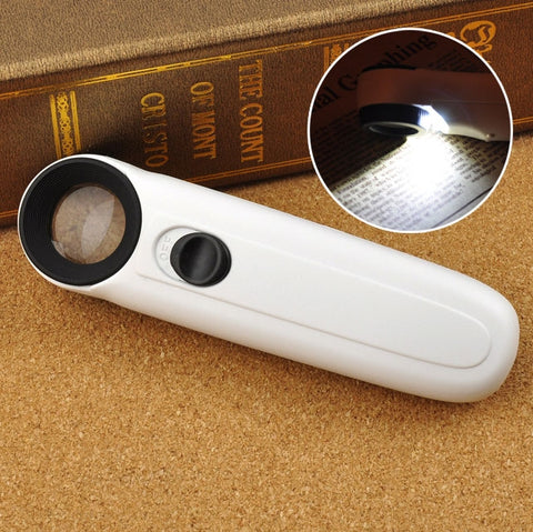 Lente d'ingrandimento style punto esclamativo portable 40X avec lumière à 2 LED, 40X