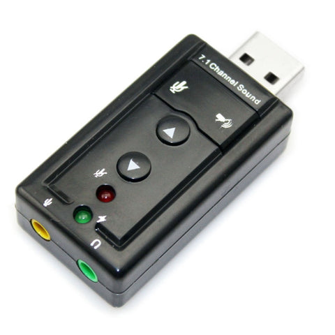 Adaptateur pour fiche audio audio virtuelle 3D externe USB 2.0 à canaux 7.1, plastique 7.1 canaux noir
