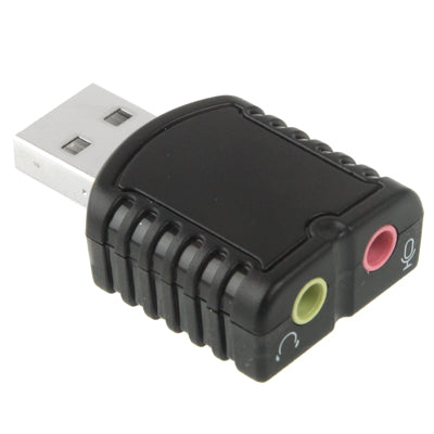 Adaptateur audio stéréo USB 2.0, alimentation externe non riche, plastique 5.1 canaux noir