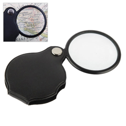 Spiegel tascabile per lente d'ingrandimento pieghevole da tasca con lente d'ingrandimento da 10 pezzi 5X 50 mm, Cuir pliant 5X