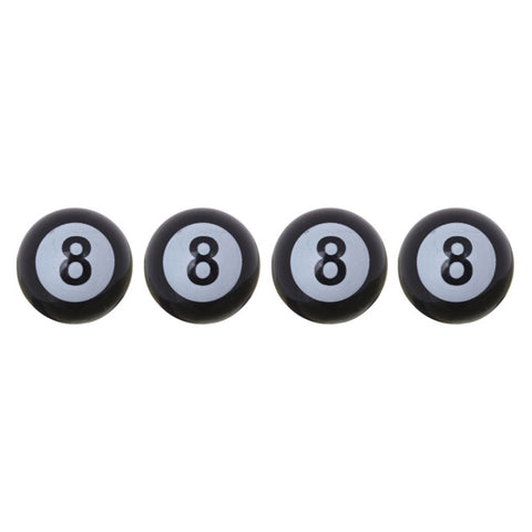 Cappucci per valvole pneumatici per auto in plastica stile palla da biliardo americano n. 8 universali da 8 mm, confezione da 4, No.8 Ball