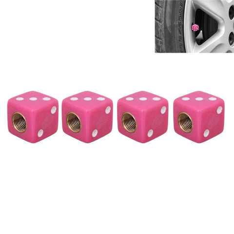Cappucci per valvole pneumatici per auto in plastica stile dado universali da 8 mm, confezione da 4, Dice Shape 3 Magenta, Dice Shape 3, Dice Style 3
