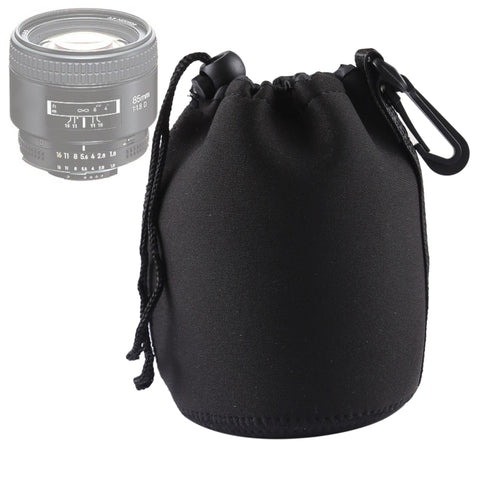 Borsa per il trasporto dell'obiettivo della fotocamera reflex in neoprene con moschettone, dimensioni: 10x14 cm, Size: 10x14cm